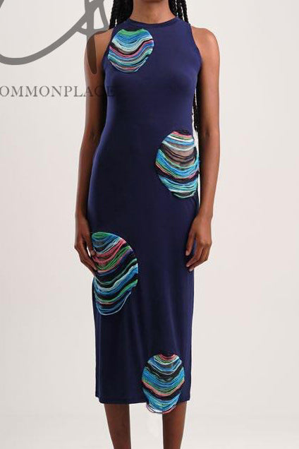 CONSTANÇA ENTRUDO Navy Line Stand Collar Dress SS23_DRE015